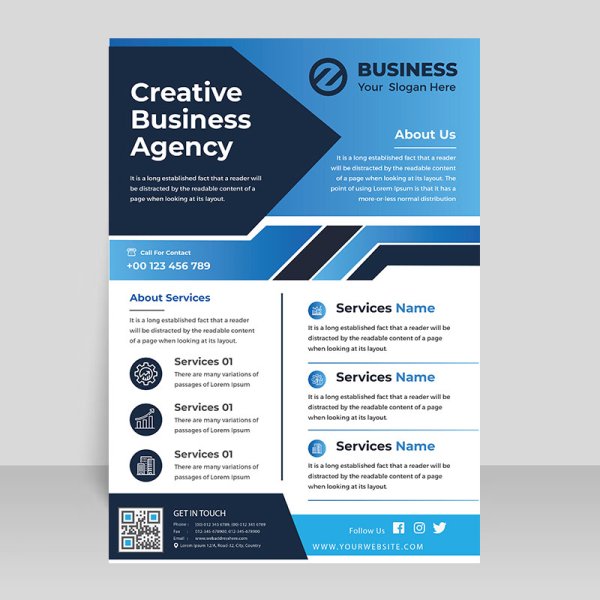 Abstract blue business flyer vector - Free Png Images