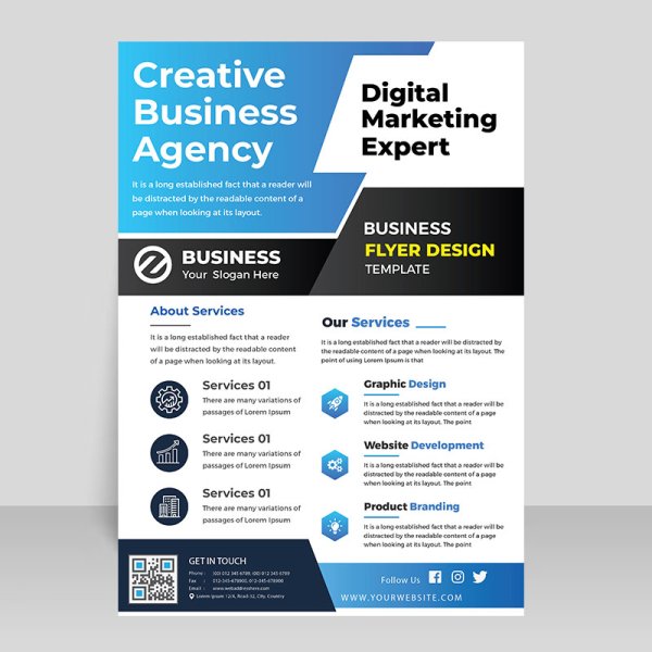 Business blue flyer info details template - freepng