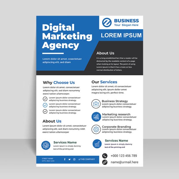 Blue business corporate flyer leaflet - freepng