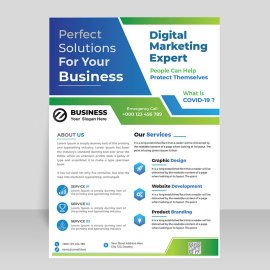 Blue green professional business flyer vector