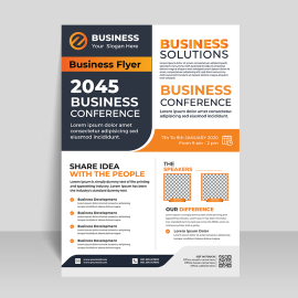 Black orange abstract vector flyer template