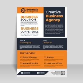 orange simple business flyer abstract vector template