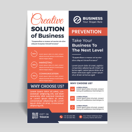 Black orange square geometric shapes flyer template