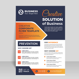 Abstract grey orange simple flyer template