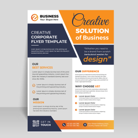 Orange black free vector info flyer