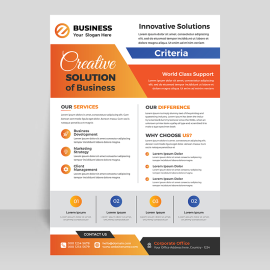 Simple flyer design orange clean template