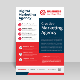 Blue red abstract flyer template