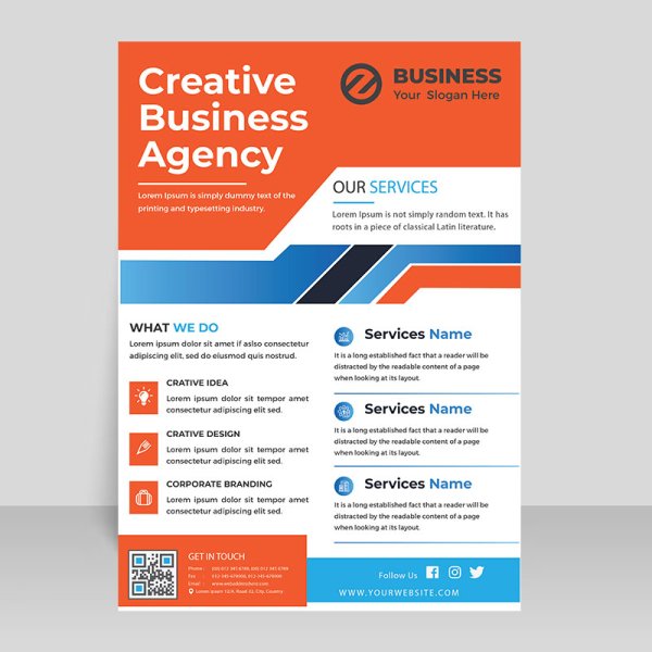 Orange blue corporate flyer template - freepng