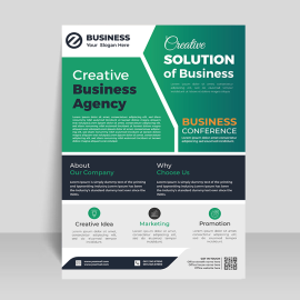 Emerald green business solution vector flyer
