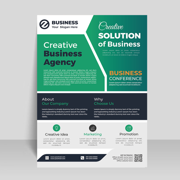 Emerald green business solution vector flyer - freepng