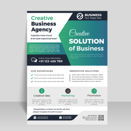 Teal green abstract flyer template