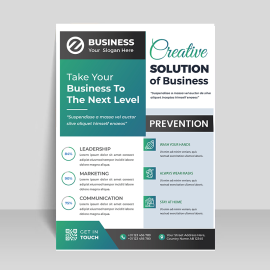 Teal green abstract informational flyer