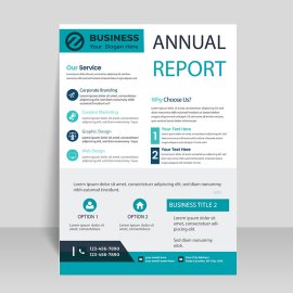 Teal green annual report flyer template