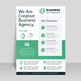 Green infographic business flyer template