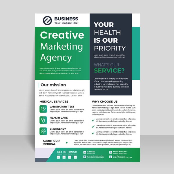 Business flyer template green color - Free Png Images