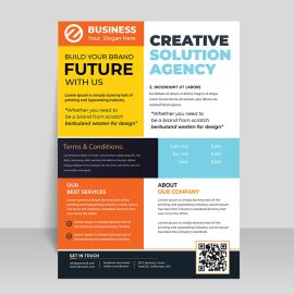 Colorful yellow blue orange abstract flyer template