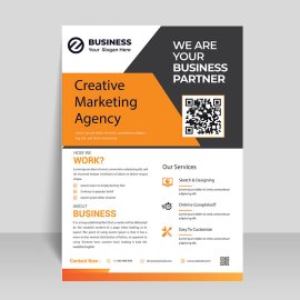 Geometric orange abstract flyer design