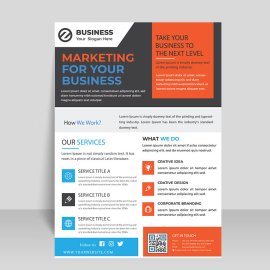 Black blue orange cooperate flyer vector