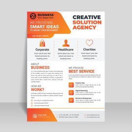 Creative abstract design orange flyer