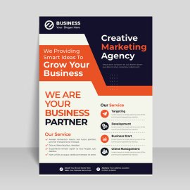 Professional black orange abstract flyer template