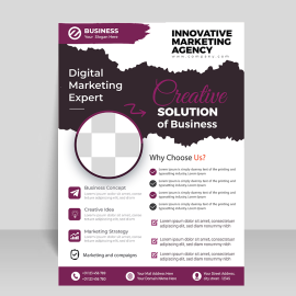 Abstract purple simple flyer with photo