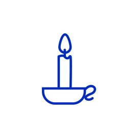 candle design in blue white outline icon