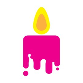 candle icon vector in pink yellow orange colour