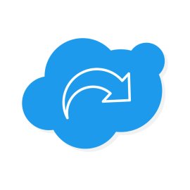 Cloud and arrow icon blue and white color