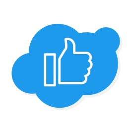 Cloud and like icon in blue and white color