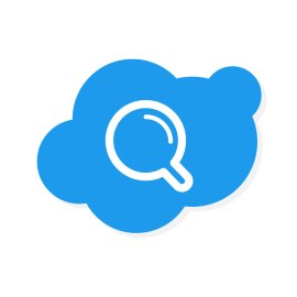 Cloud and search icon Blue and white color