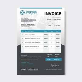 Blue black simple invoice template