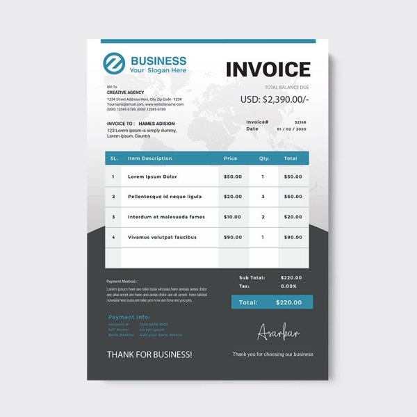 Blue Black Simple Invoice Template Free Png Images