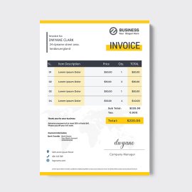 Invoice template Black & yellow color