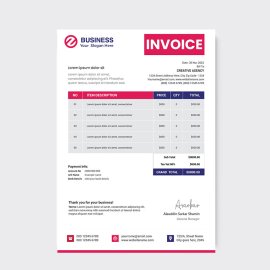 Simple pink invoice template