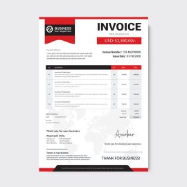 Black and red color simple invoice template