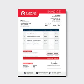 Minimal red black invoice template