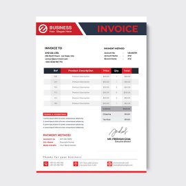Abstract Red black professional invoice template