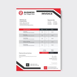 Elegant Red and black invoice cash memo template design