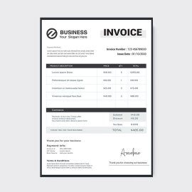 Black basic simple invoice template