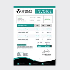 Teal professional invoice design
