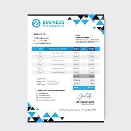 Abstract blue triangles invoice template