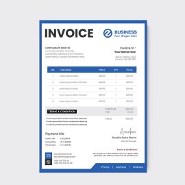 Blue invoice template vector design