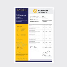Invoice template yellow-blue color