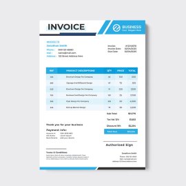 Blue simple invoice design template