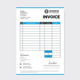 Simple blue invoice template