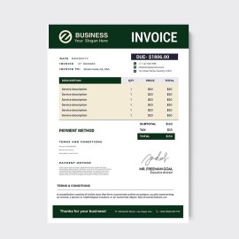 Dark green creative business invoice
