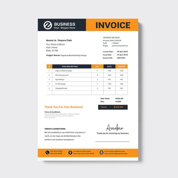 Orange And Black Modern Tax Invoice - Freepng