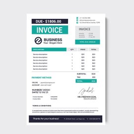 Invoice template red-green-color