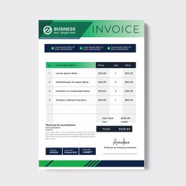 Professional green invoice template vector