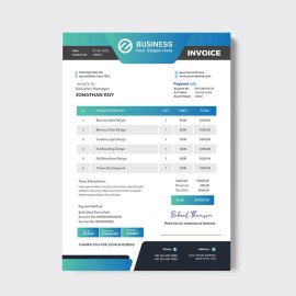 Corporate business blue invoice template